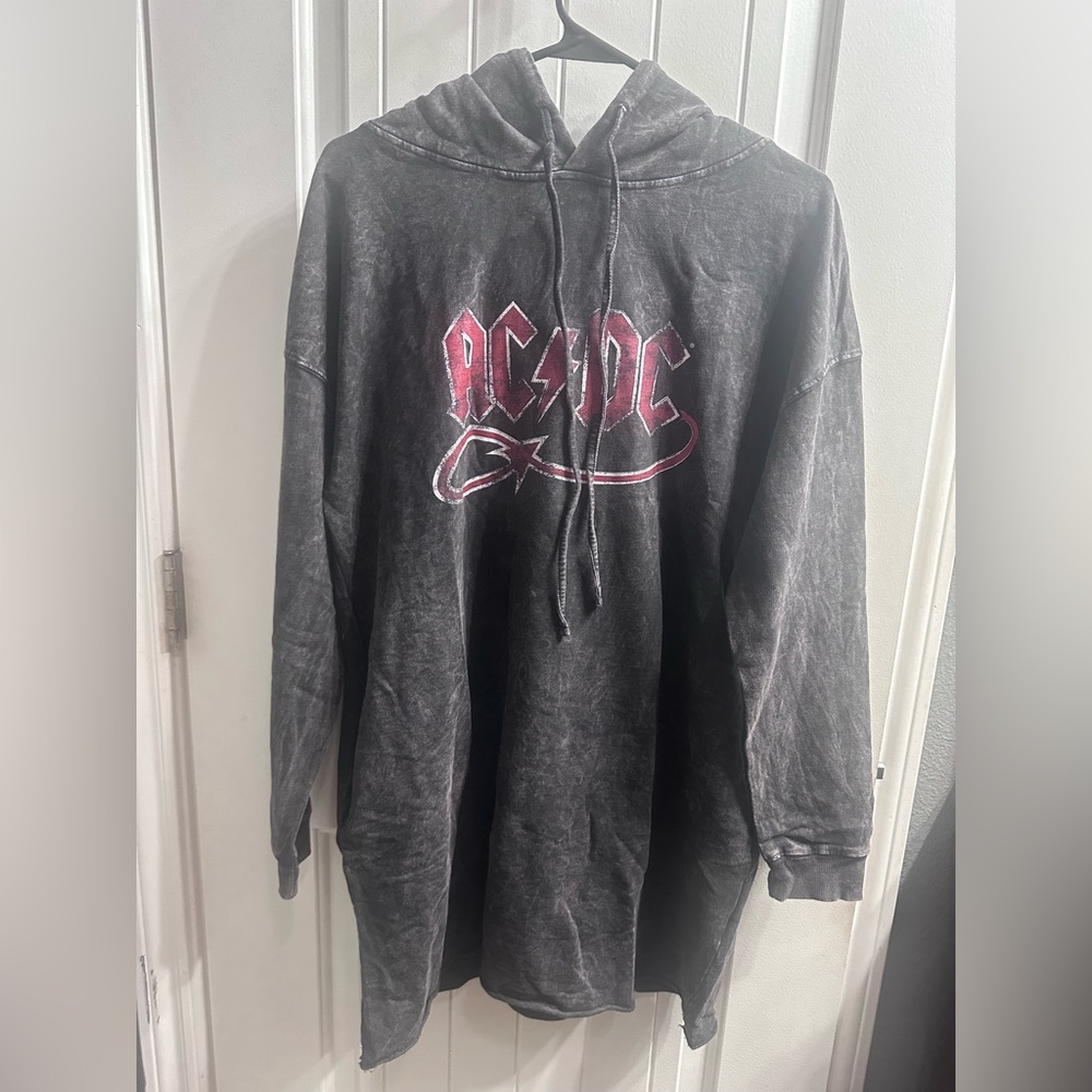 AC/DC Charcoal Hoodie with Red Logo